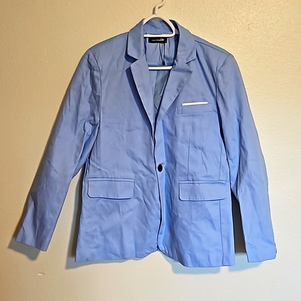 Vibrant light blue Lars Amadeus sz. S blazer NWT. Sport coat